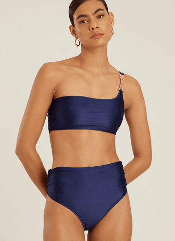 Fishbone shoulder blue bikini