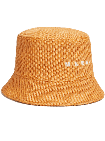 logo-embroidered bucket hat in orange