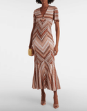 Zigzag lamé maxi dress