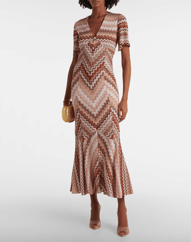 Zigzag lamé maxi dress
