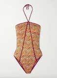 Mare reversible printed halterneck swimsuit