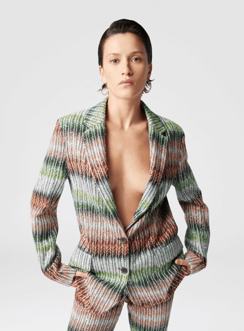 Dégradé zig zag knit blazer with sequins