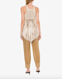 Suede webbing top with bangs