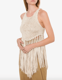 Suede webbing top with bangs
