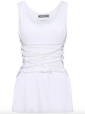 Stretch cotton tank top in white