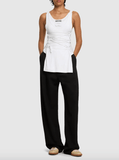 Stretch cotton tank top in white