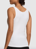 Stretch cotton tank top in white
