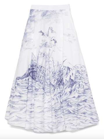Popeye and Olive Oyl illustration-style-print maxi skirt