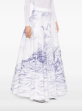Popeye and Olive Oyl illustration-style-print maxi skirt