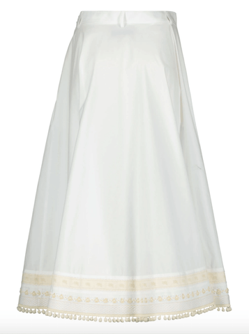embroidered a-line skirt in white