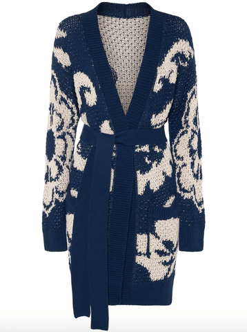 Printed knit cardigan in blue