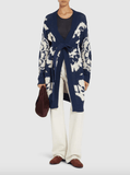 Printed knit cardigan in blue