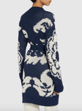 Printed knit cardigan in blue