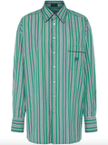 Striped cotton poplin shirt in green