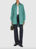 Striped cotton poplin shirt in green