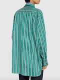 Striped cotton poplin shirt in green