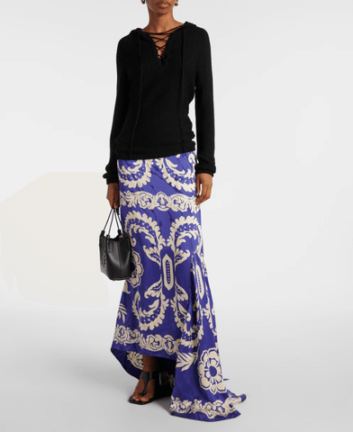 Printed maxi skirt in blue