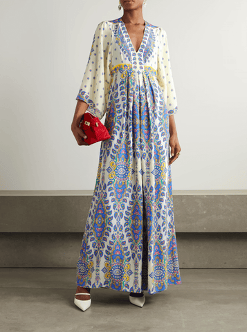 Printed silk-crepe maxi dress