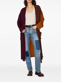 Brown and burgundy patterned kaftan-coat