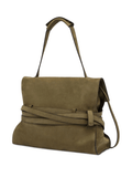 Tie Me shoulder bag in suede green