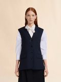 Waistcoat with side slits in navy