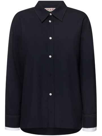 Wool classic shirt in navy