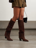 Chocolate Velvet Suede Boots