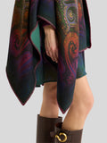 Reversible wool cape with degradé paisley motif
