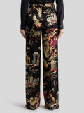 Envers satin trousers with flower and animal motif