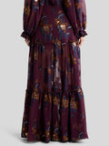 Silk maxi skirt with flowers print