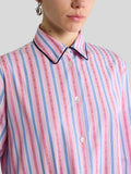 Pink and blue striped cotton shirt