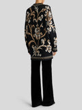 Jacquard-knit wool cardigan