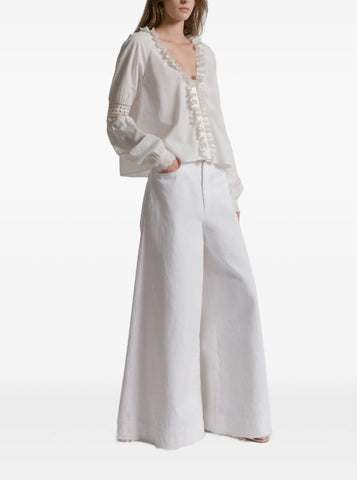 Dyed Denim Trousers in white