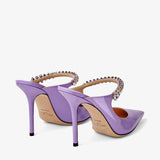 Bing 100mm crystal-embellished mules in lilac