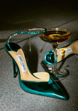 Saeda 100mm metallic-effect pumps