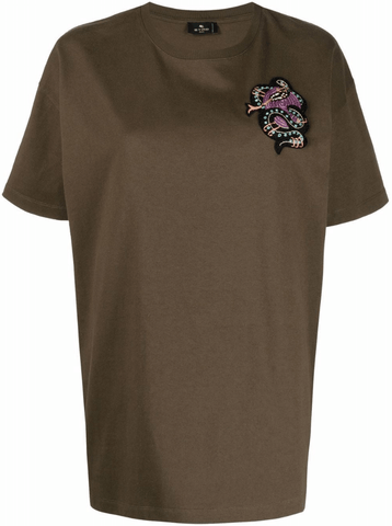 beaded motif-patch oversized T-shirt