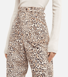 Leopard-print high-rise tapered jeans
