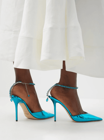 Saeda 100mm metallic-effect pumps