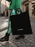 logo-print tote bag in black