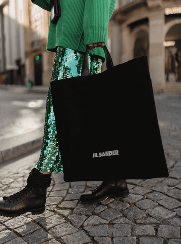 JIL SANDER BLACK CANVAS SHOPPING BAG JIL SANDER BLACK CANVAS SHOPPING BAG