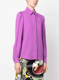 puff long-sleeve violet blouse