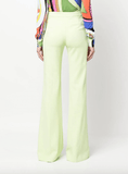 flared light-green trousers