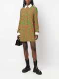 apple-print shirt dress