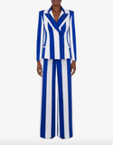 stripe-print blue blazer