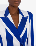 stripe-print blue blazer