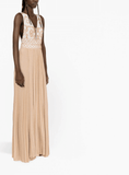 rhombus-embroidered V-neck gown