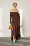 Crepe jersey marron dress