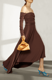 Crepe jersey marron dress