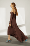 Crepe jersey marron dress