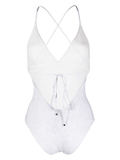 logo-patch detail swimsuit in white